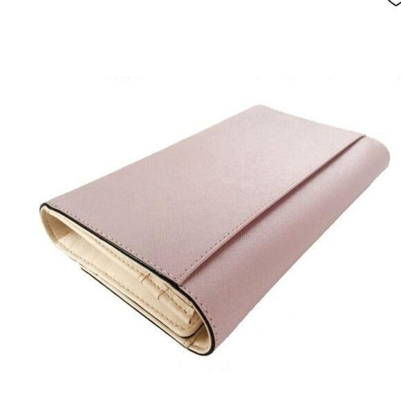 Kate Spade Leather Saffiano Phoenix Mikas Pond Tri-Fold Wallet Color Porcini - Picture 2 of 16